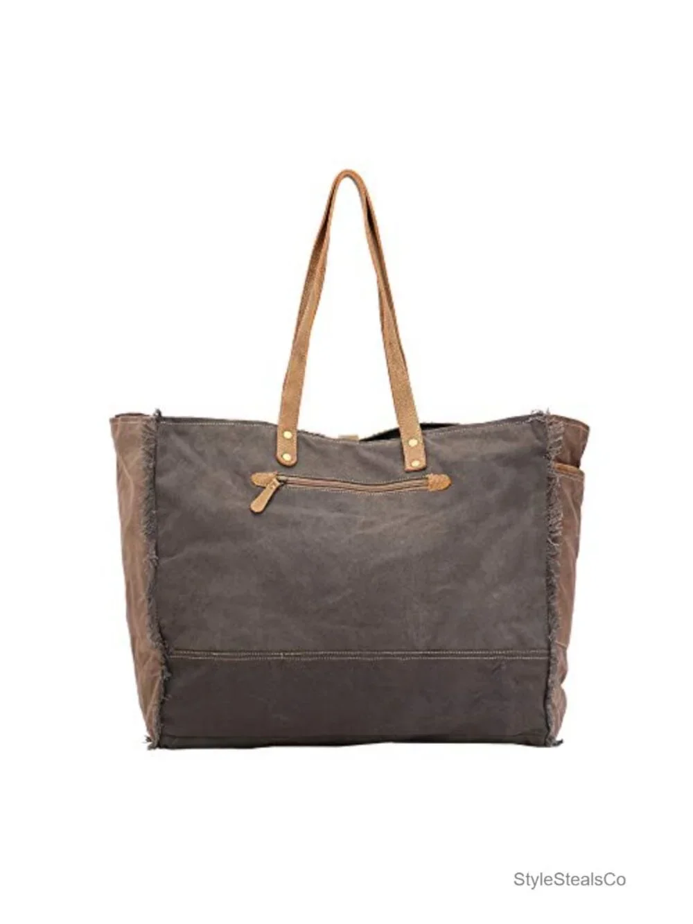 Canvas Floral Hobo Bag with Leather Strap - Tote Shoulder Purse